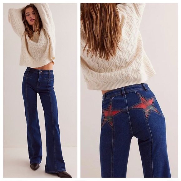 Free People Denim - Free People We The Free Firecracker Flare Jeans Tartan